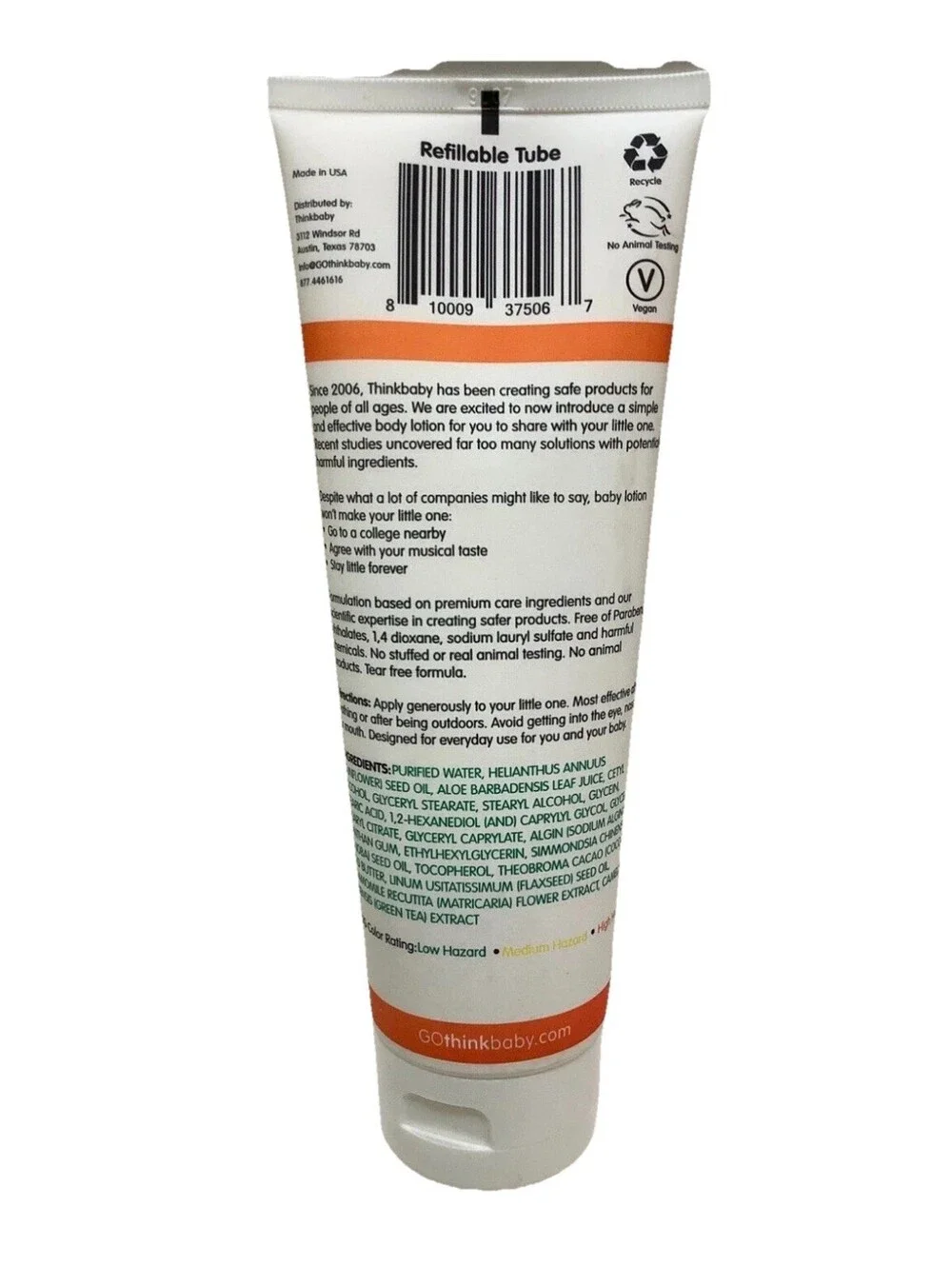 Thinkbaby Sensitive Skin Lotion Unscented 8oz Pack of 4 Dermatologists Recommend